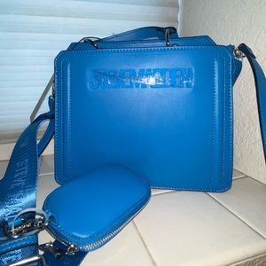STEVE MADDEN BLUE BEVELYN SATCHEL